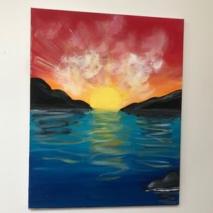 Hand painted sunset acrylic painting